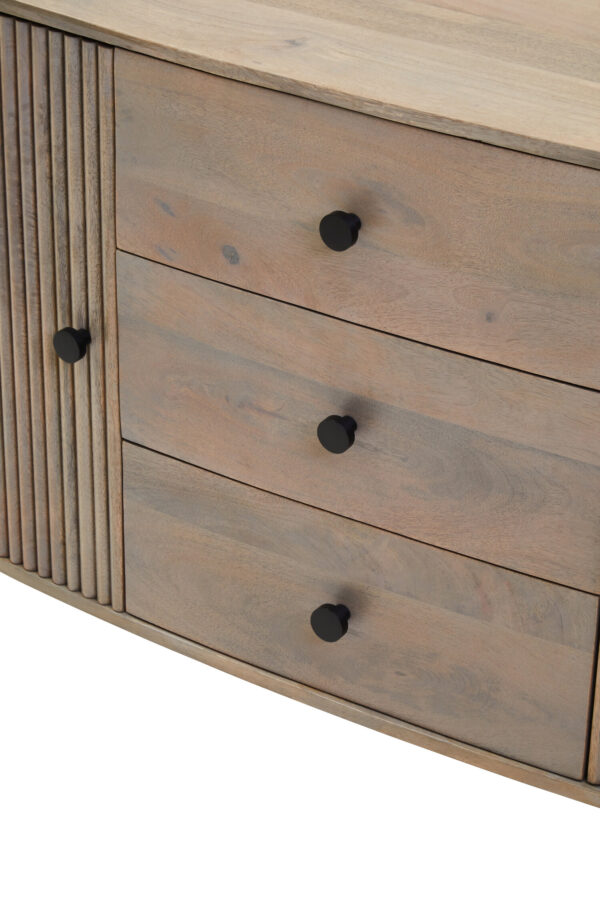 Torello Two Door Three Drawer Grey Mango Wood Sideboard
