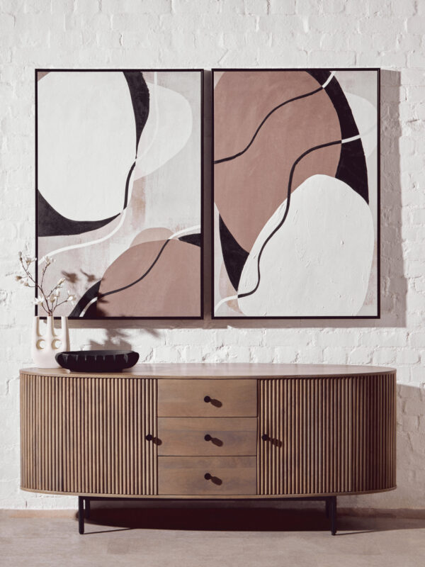Torello Two Door Three Drawer Grey Mango Wood Sideboard