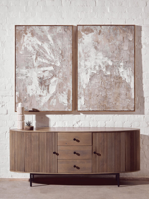 Torello Two Door Three Drawer Grey Mango Wood Sideboard