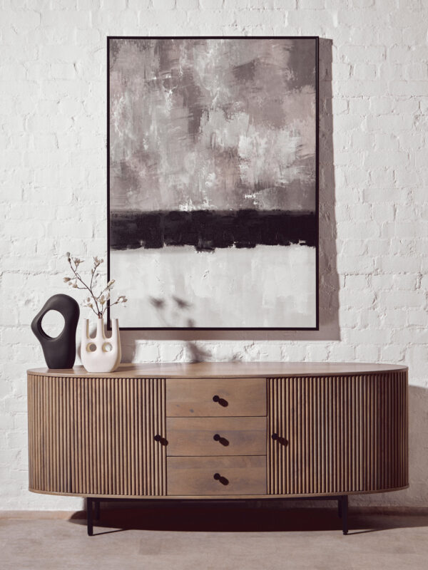 Torello Two Door Three Drawer Grey Mango Wood Sideboard