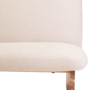 Parova Cream Linen Textured Armless Chair With Wood Base