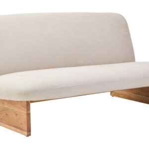 Parova Cream Linen Textured 2 Seater Armless Sofa With Wood Base