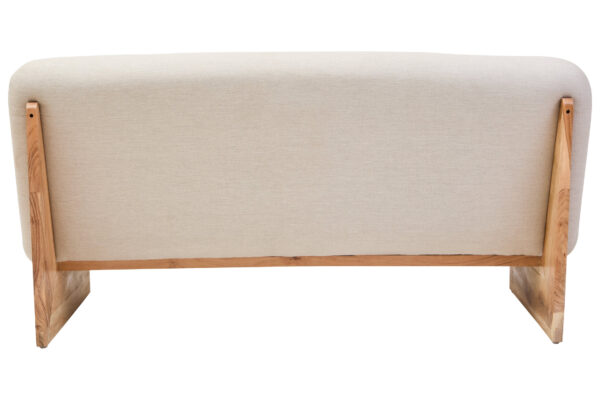 Parova Cream Linen Textured 2 Seater Armless Sofa With Wood Base