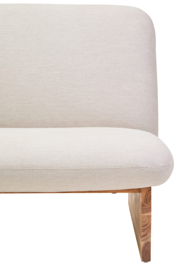 Parova Cream Linen Textured 2 Seater Armless Sofa With Wood Base