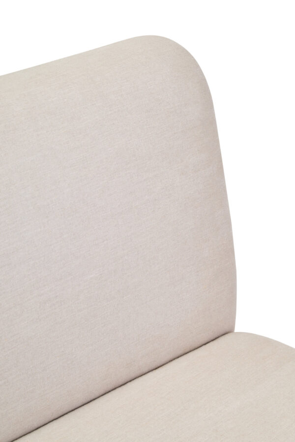 Parova Cream Linen Textured 2 Seater Armless Sofa With Wood Base