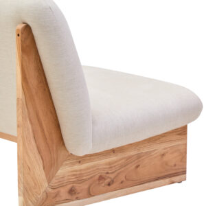 Parova Cream Linen Textured 2 Seater Armless Sofa With Wood Base