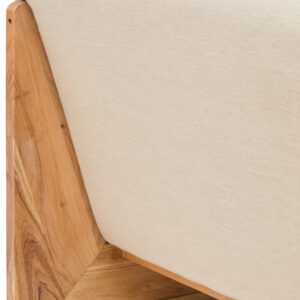 Parova Cream Linen Textured 2 Seater Armless Sofa With Wood Base