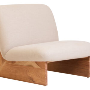 Parova Cream Linen Textured Armless Chair With Wood Base