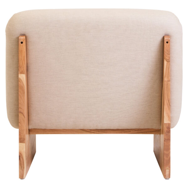 Parova Cream Linen Textured Armless Chair With Wood Base
