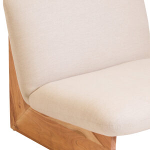 Parova Cream Linen Textured Armless Chair With Wood Base