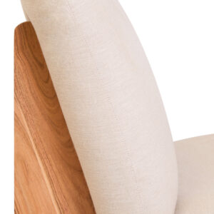Parova Cream Linen Textured Armless Chair With Wood Base
