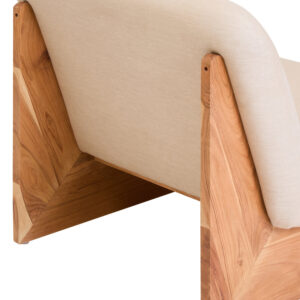 Parova Cream Linen Textured Armless Chair With Wood Base