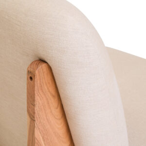 Parova Cream Linen Textured Armless Chair With Wood Base