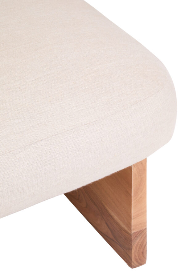 Parova Cream Linen Textured Footstool With Wood Base