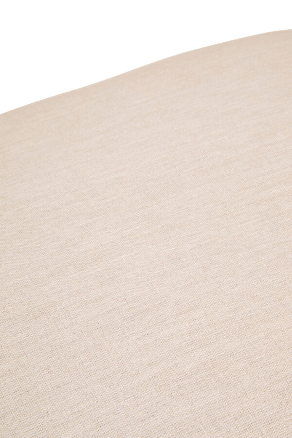 Parova Cream Linen Textured Footstool With Wood Base