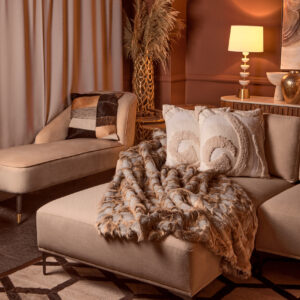 Bosie Lamina Grey And Natural Fur Throw