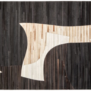 Bosie Safira Large Abstract Hair On Leather Rug
