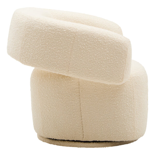 Oliveto Ivory Boucle Curved Swivel Armchair