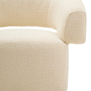Oliveto Ivory Boucle Curved Swivel Armchair