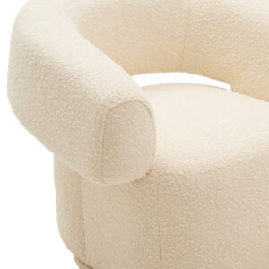 Oliveto Ivory Boucle Curved Swivel Armchair