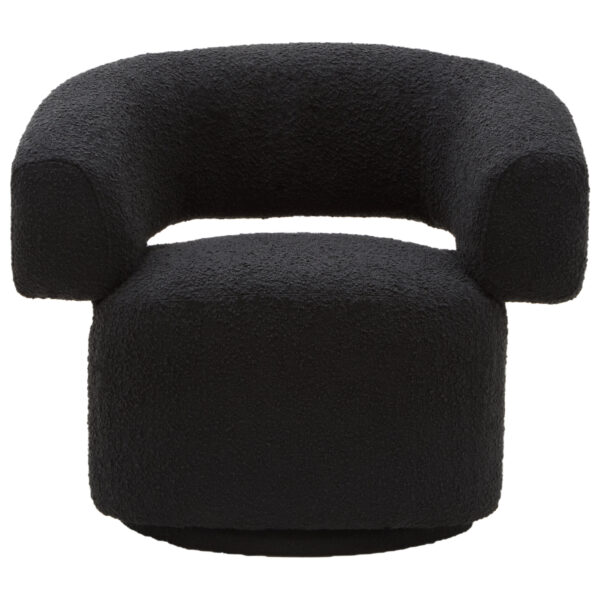 Oliveto Black Boucle Curved Swivel Armchair