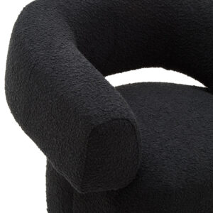 Oliveto Black Boucle Curved Swivel Armchair