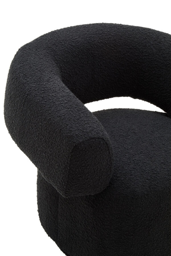 Oliveto Black Boucle Curved Swivel Armchair