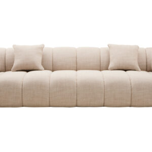Ordona Cream Linen 3 Seater Curved Sofa
