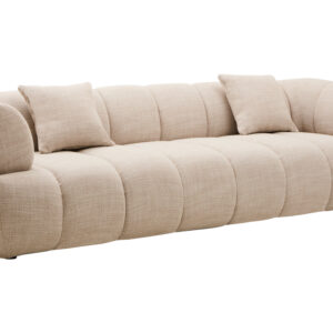 Ordona Cream Linen 3 Seater Curved Sofa