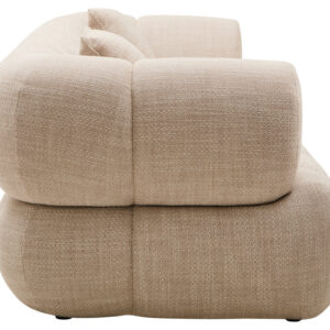 Ordona Cream Linen 3 Seater Curved Sofa