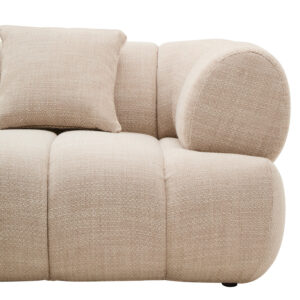 Ordona Cream Linen 3 Seater Curved Sofa