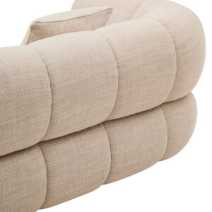 Ordona Cream Linen 3 Seater Curved Sofa