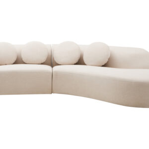 Ovada Cream Linen 3 Seater Curved Sofa