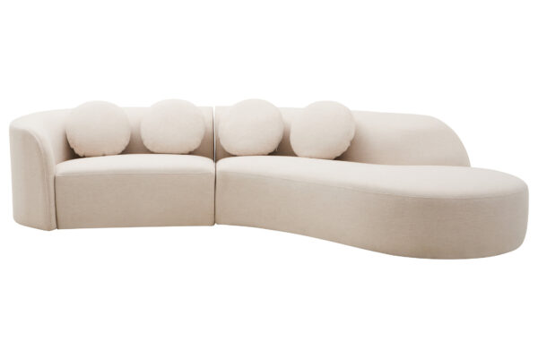 Ovada Cream Linen 3 Seater Curved Sofa