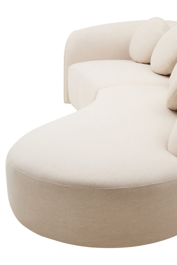 Ovada Cream Linen 3 Seater Curved Sofa