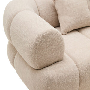 Ordona Cream Linen 3 Seater Curved Sofa