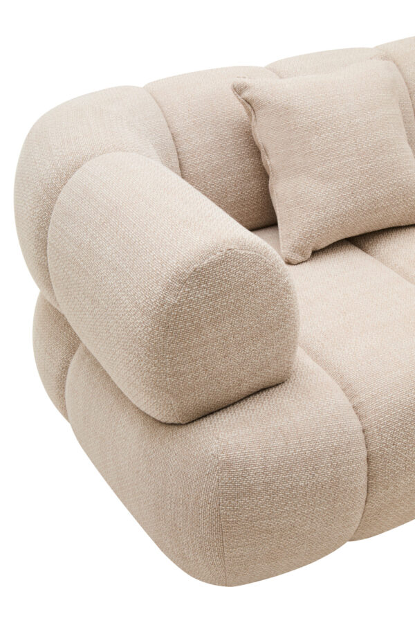 Ordona Cream Linen 3 Seater Curved Sofa