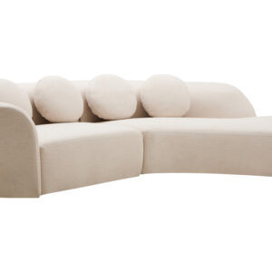 Ovada Cream Linen 3 Seater Curved Sofa