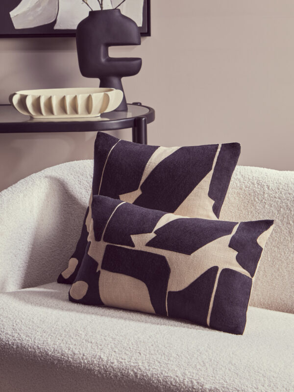 Bosie Ozella  Rectangular Natural and Black Cushion