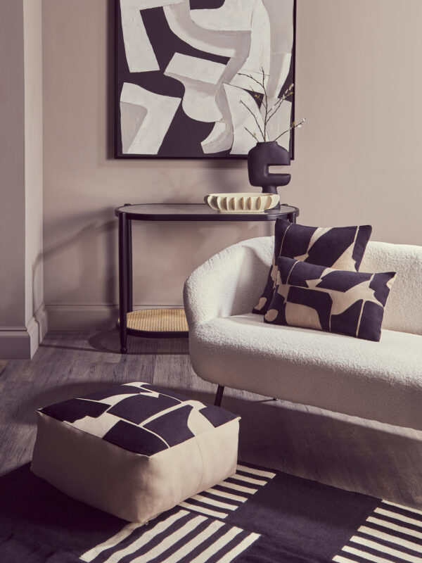 Bosie Ozella Black and Natural Square Cushion