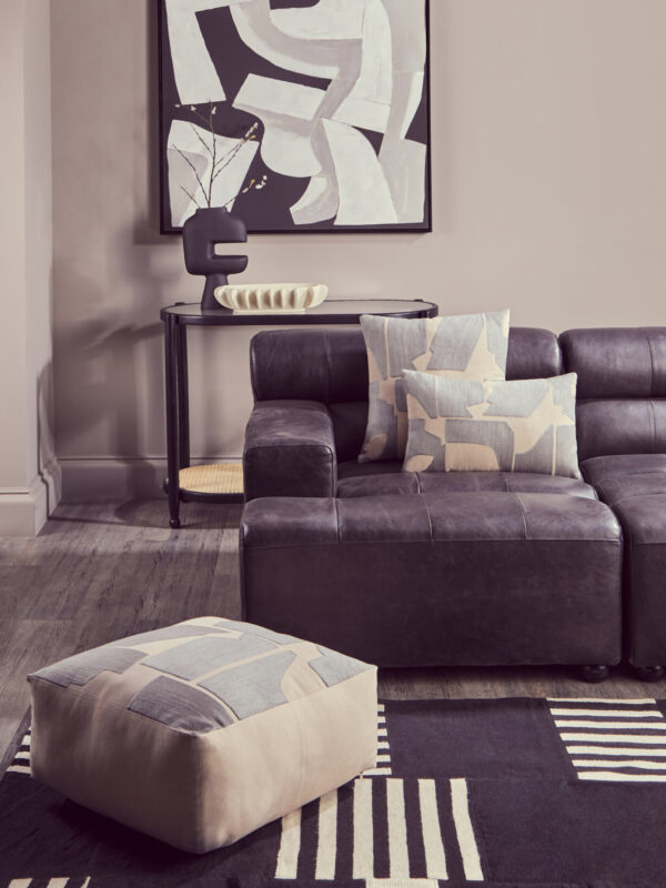 Bosie Ozella Natural And Grey Square Floor Cushion