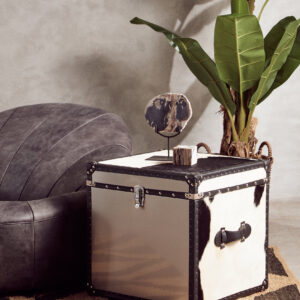 Hoxton Antique Black Leather Lounge Cocoon Chair