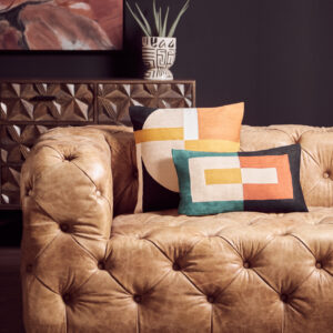 Hoxton Three Seat Brown Leather Modern Chesterfield Sofa