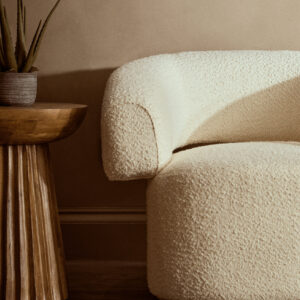 Oliveto Ivory Boucle Curved Swivel Armchair