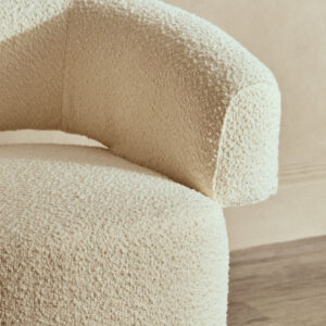 Oliveto Ivory Boucle Curved Swivel Armchair