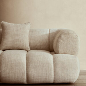 Ordona Cream Linen 3 Seater Curved Sofa