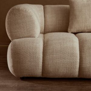Ordona Cream Linen 3 Seater Curved Sofa