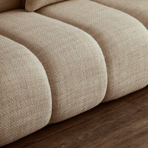 Ordona Cream Linen 3 Seater Curved Sofa