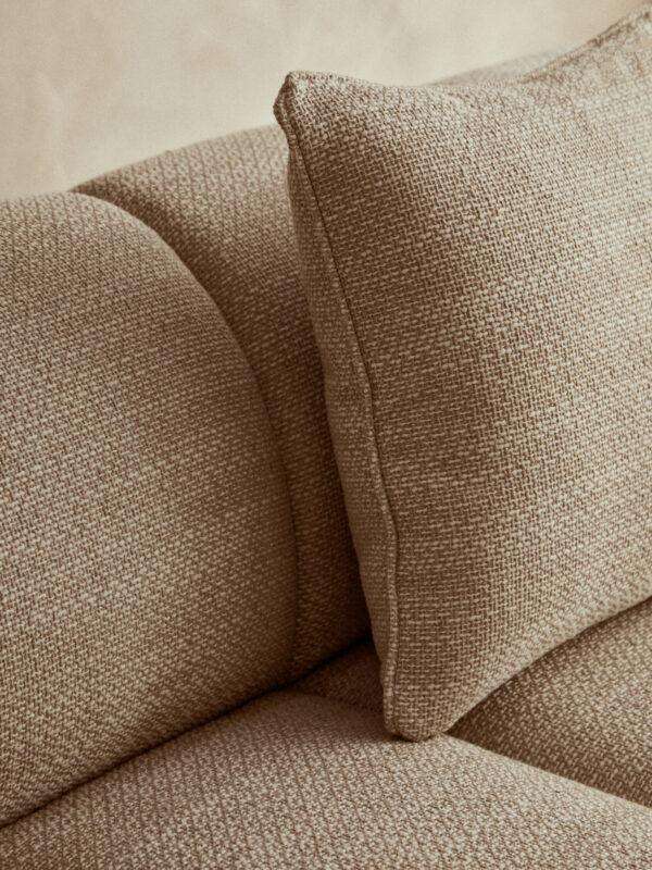 Ordona Cream Linen 3 Seater Curved Sofa