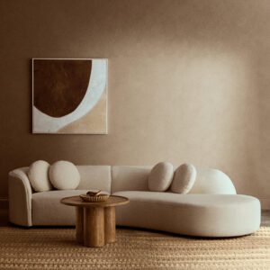 Ovada Cream Linen 3 Seater Curved Sofa